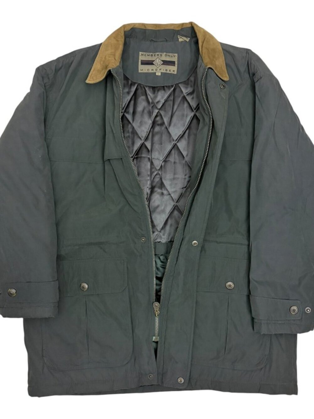 MEMBERS ONLY Winter Parka Coat Vintage Leather Trim Puffer Jacket Mens Large